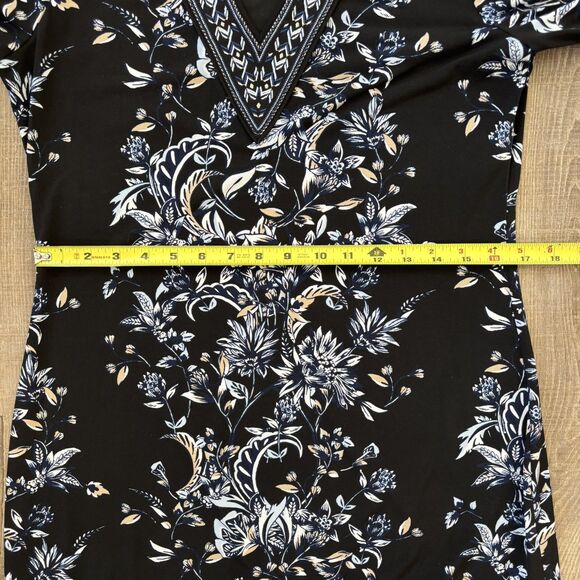 White House Black Market Floral Dress Size M Petite Embroidered Stretch Classic - Picture 11 of 13